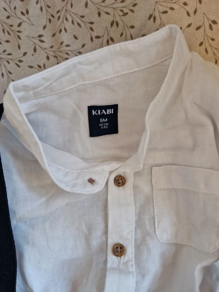 Pantalon bretelle chemise kiabi 6 mois - photo numéro 2