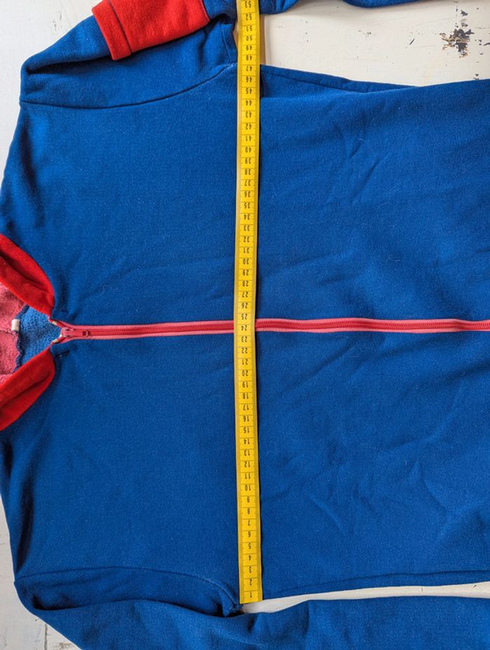 Veste vintage à capuche - Bleu et rouge - Fermeture éclair Talon - photo numéro 9