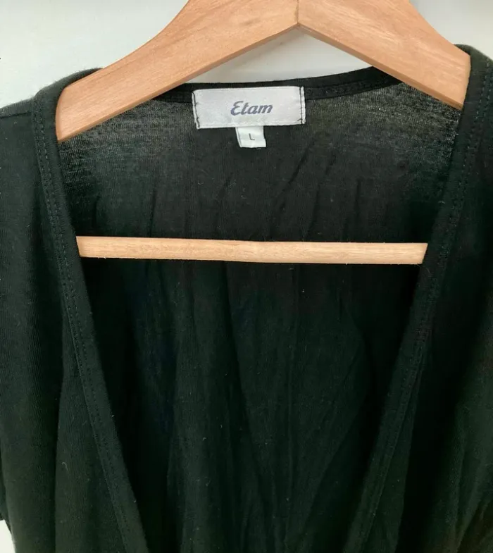 Robe portefeuille fluide noire Etam Taille L - photo numéro 4