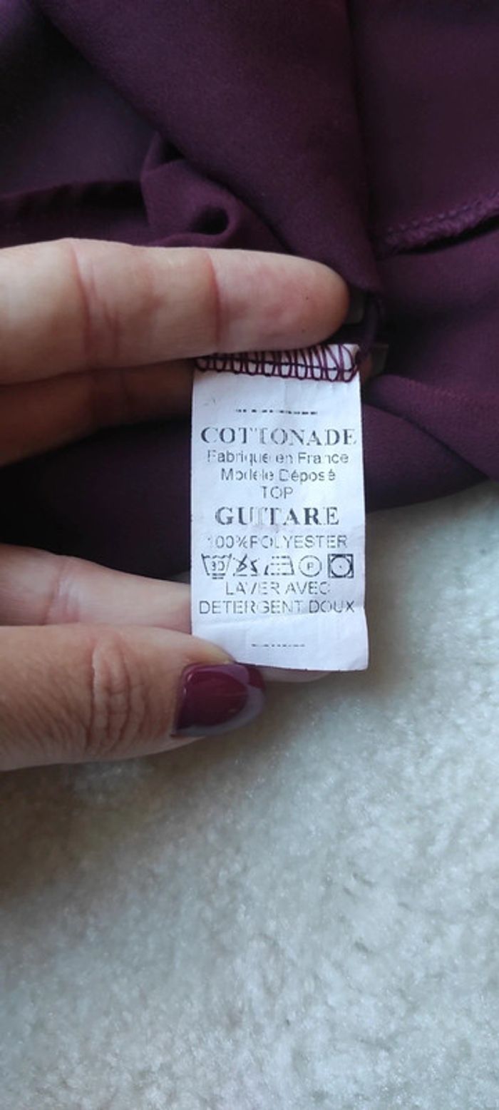 Blouse Cottonade Paris Violet Aubergine L fabriqué en France - photo numéro 5