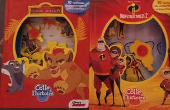 Lot de livres Disney avec figurines le roi lion et les indestructibles en très bon état 