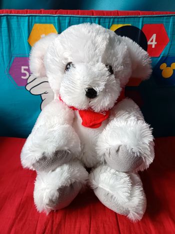 Petit sac à dos peluche chien Patou des Pyrénées