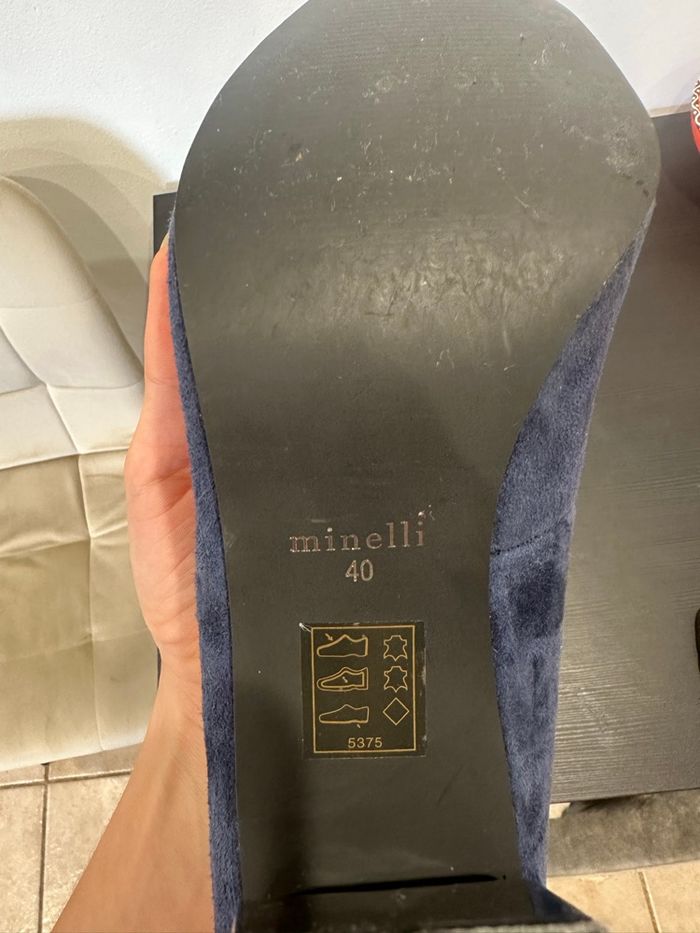 Escarpins en daim bleu marine Minelli - photo numéro 3