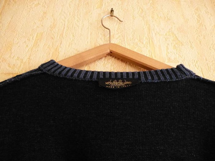 Pull col rond bleu et noir homme - photo numéro 7