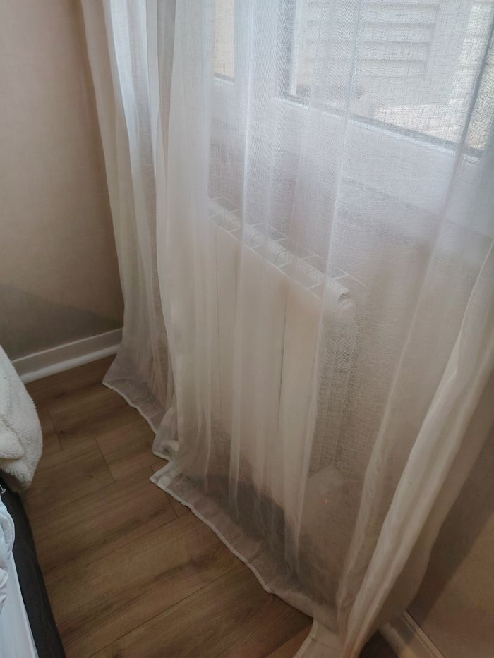 Paire de Voilages blanc avec anneaux chromés - photo numéro 3