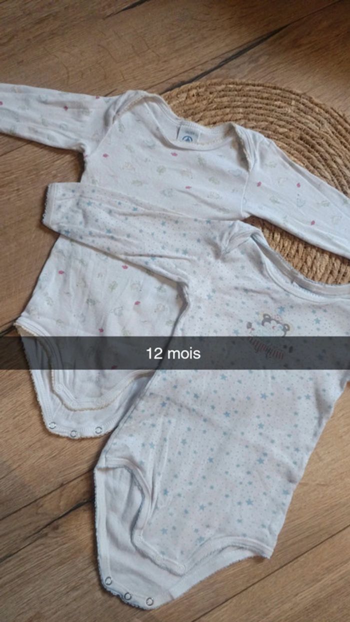 Lot 2 body fille 12 mois Petit bateau
