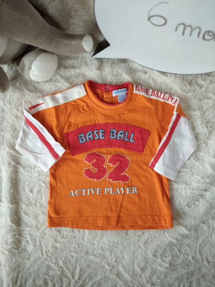 Tee shirt chemise manches longues Garçon 6 mois Base Ball Orchestra - photo numéro 2