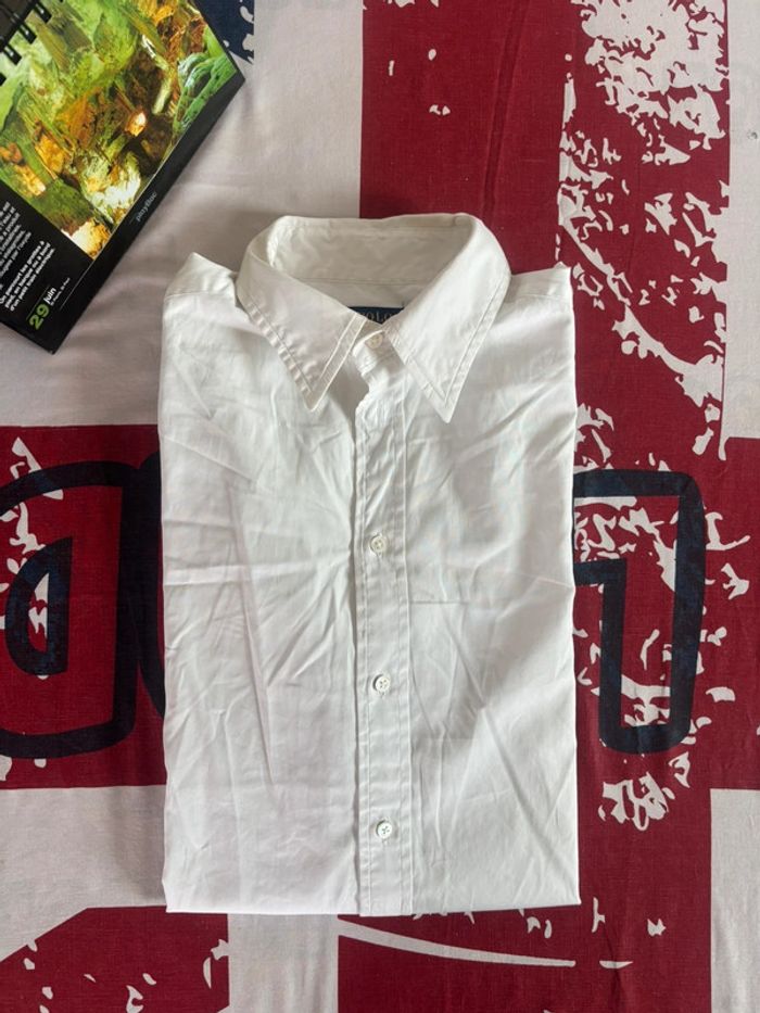 Chemise Ralph Lauren Vintage Blanc Logo Bleu Taille S/M