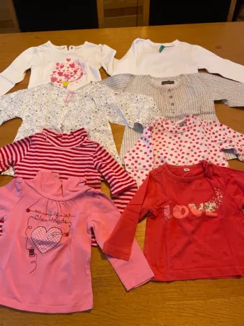 8 tshirts à manches longues fille 12 mois
