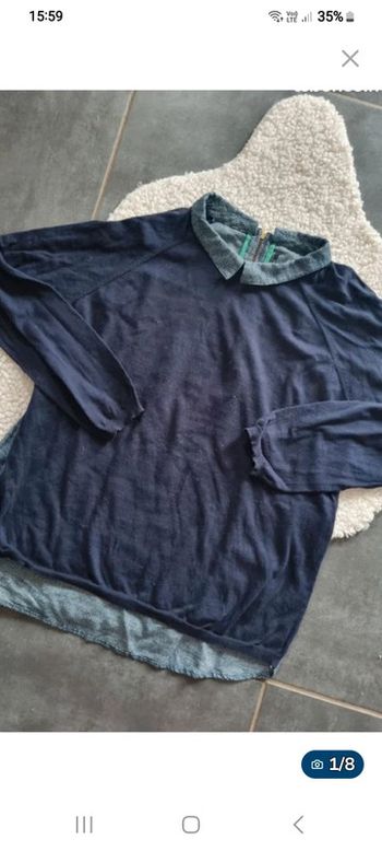 Haut pull kookai marine T3 40 42 dos tissus très bon état