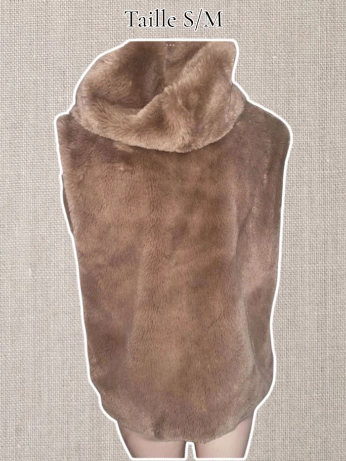Magnifique Veste Teddy sans manches avec capuche - Toute douce - Marron - Taille S/M - Linvosges - photo numéro 4