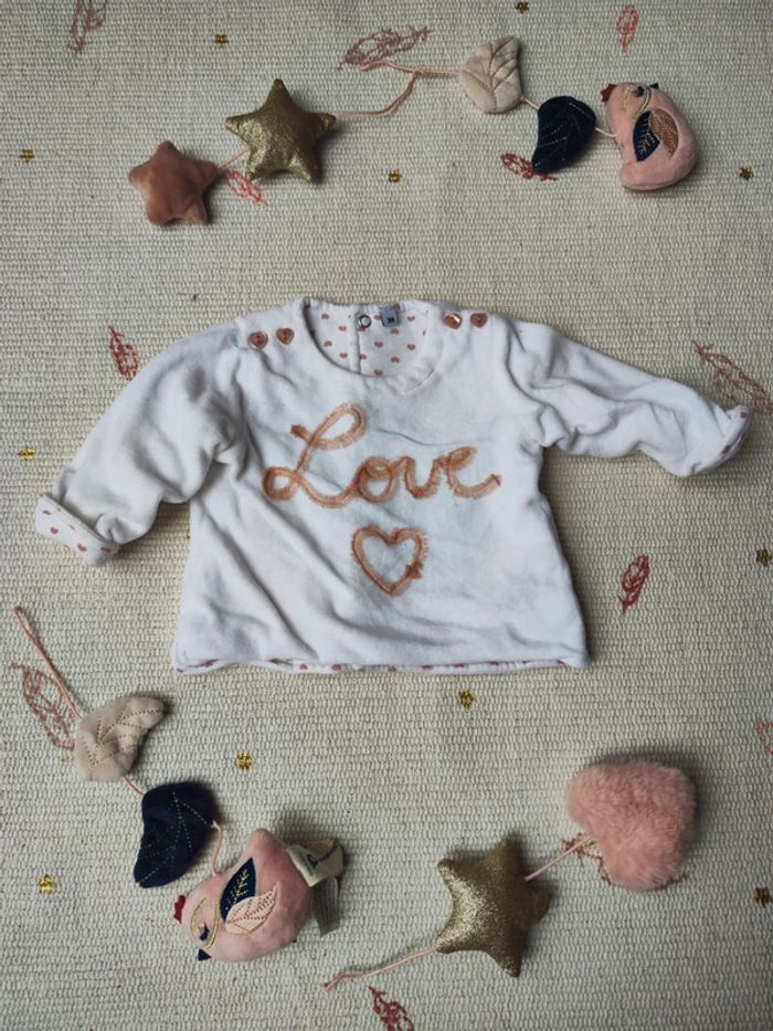 Sweat bébé fille blanc "Love"
