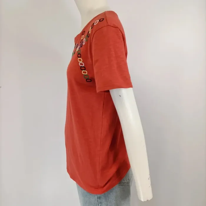 Tshirt orange corail avec imprimés " imagine" - Taille 38 - Neuf A366 - photo numéro 3