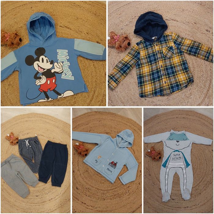 Lot de vêtements garçons 18 mois 86 cm 7 pièces pantalons, veste polaire ,chemises,sweat
