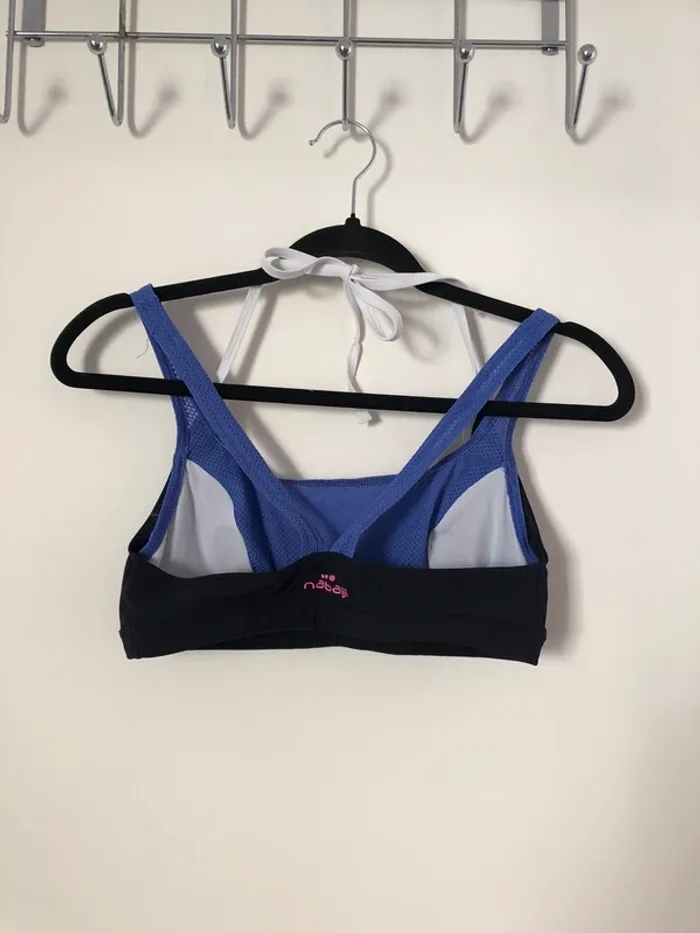 Haut de maillot de bain noir blanc et violet Nabaiji Decathlon taille M/L - photo numéro 5