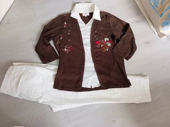 Ensemble haut Toscane+ jean blanc taille 48