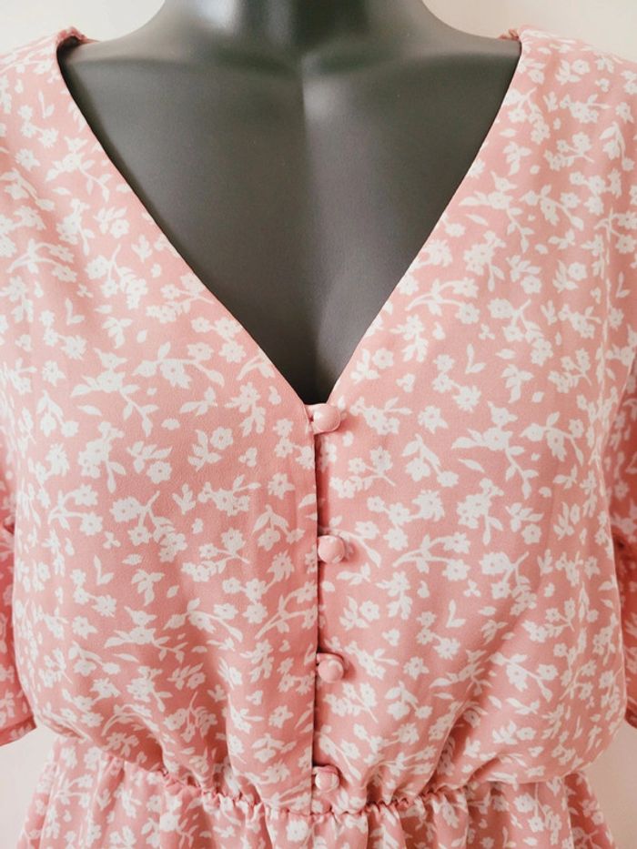 Tee shirt haut top blouse rose fleurs blanches style liberty coquette taille XS 34 Sienna Sky - photo numéro 4