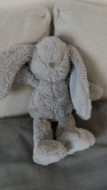 Grand doudou lapin gris