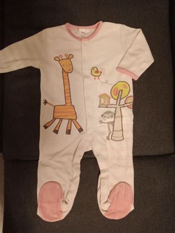Pyjama velours rose girafe