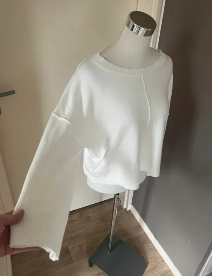 Bsb pull maille blanc coupe oversize taille S  coton tout doux - photo numéro 5
