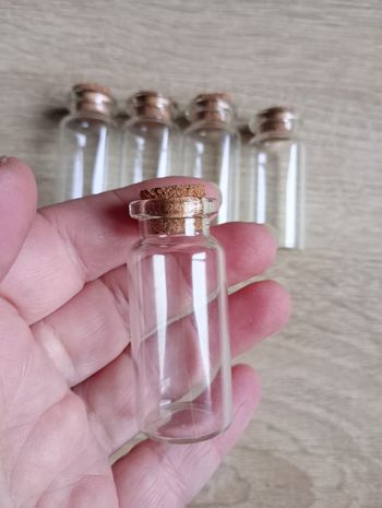 5 petites bouteilles en verre