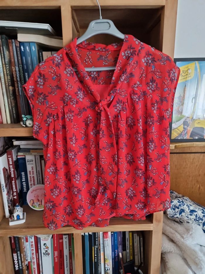 Chemisier Orfeo rouge en voile  M/L