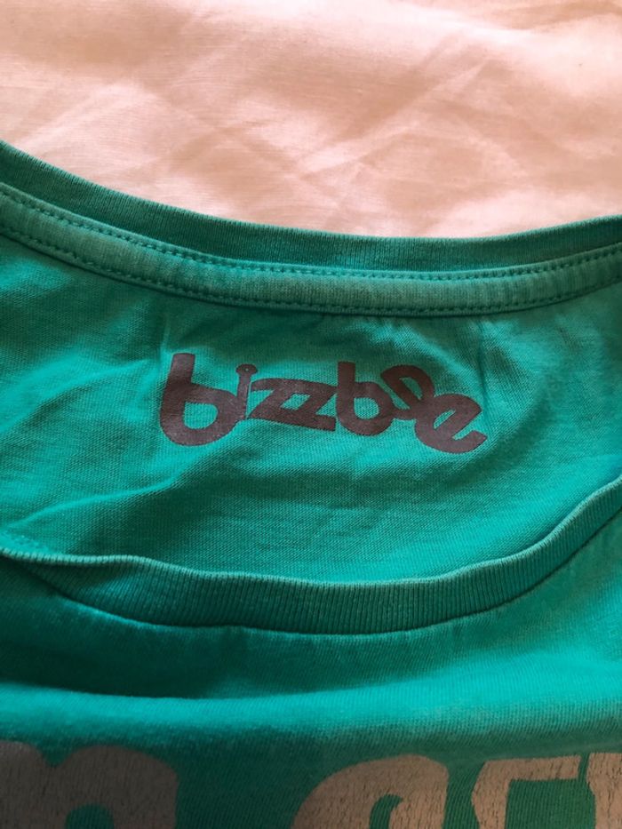 T-shirt message proverbe Bizzbee bleu vert taille S - photo numéro 3