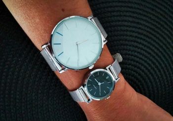 F47 lot de 2 montres minimaliste couple modern acier inoxydable