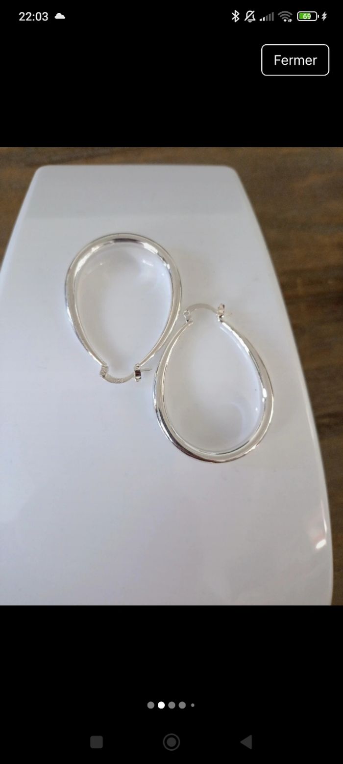 Boucles d'oreilles argent créoles - photo numéro 2