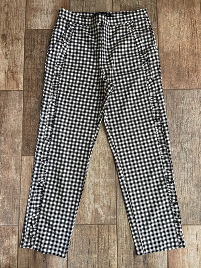 Superbe pantalon à carreaux Zara vichy à volants sur les côtés