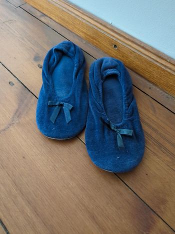 Chaussons ballerines bleu marine 39-40 dessous cuir femme