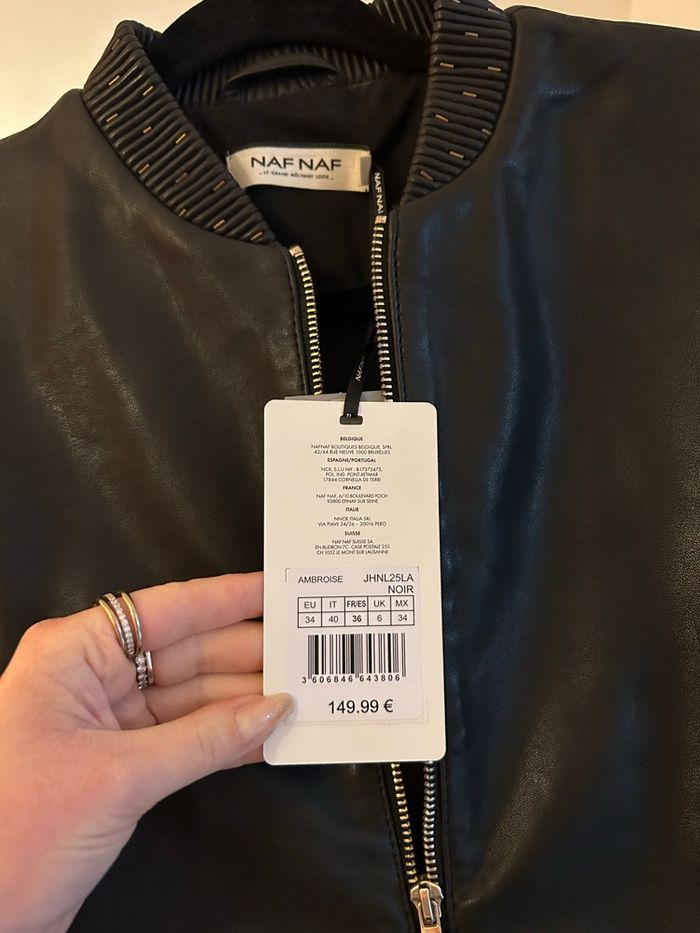 Veste bombers Naf Naf en cuir neuve avec étiquette - photo numéro 4