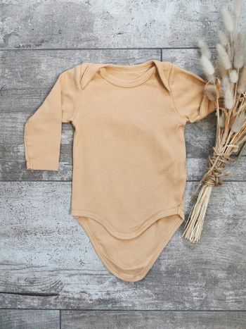 🌺Body manches longues moutarde camel 3mois 100%coton