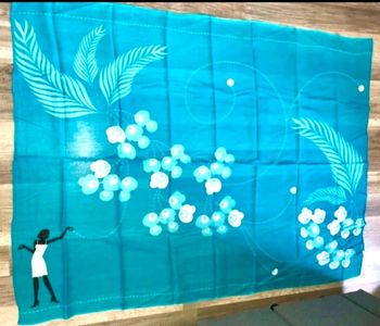 Beau paréo bleu imprimé TU