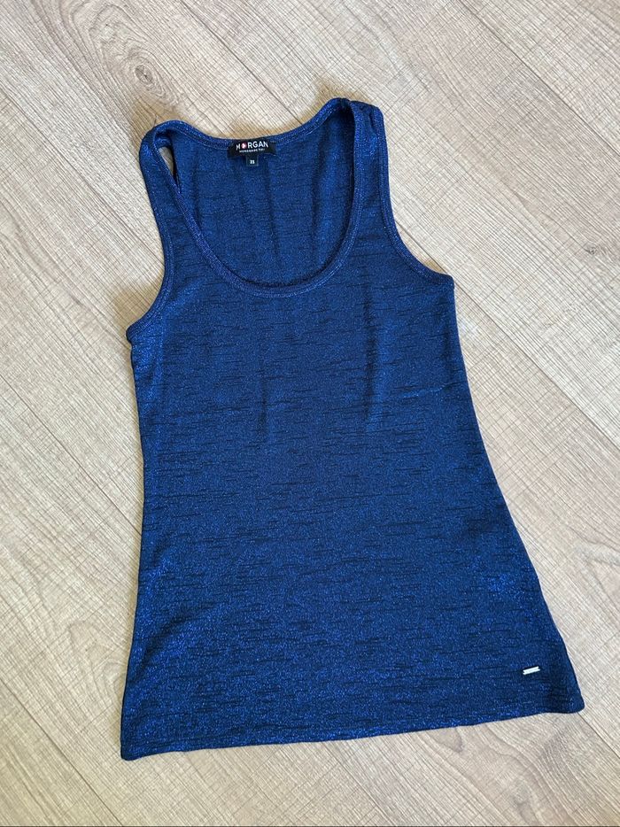 Débardeur bleu marine pailleté Morgan taille XS jamais porté - photo numéro 7