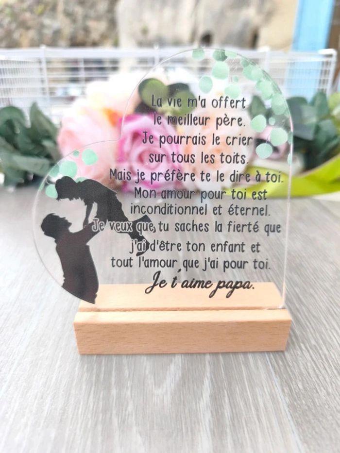 Plaque cœur " Je t'aime PAPA " - photo numéro 2