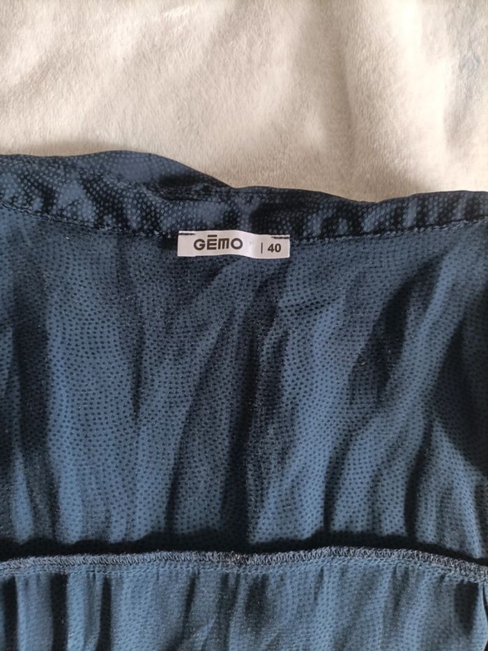 Chemise manches courtes – Bleu nuit à pois Gémo Taille 40 - photo numéro 2