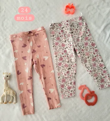 Lot de 2 legging rose 24mois