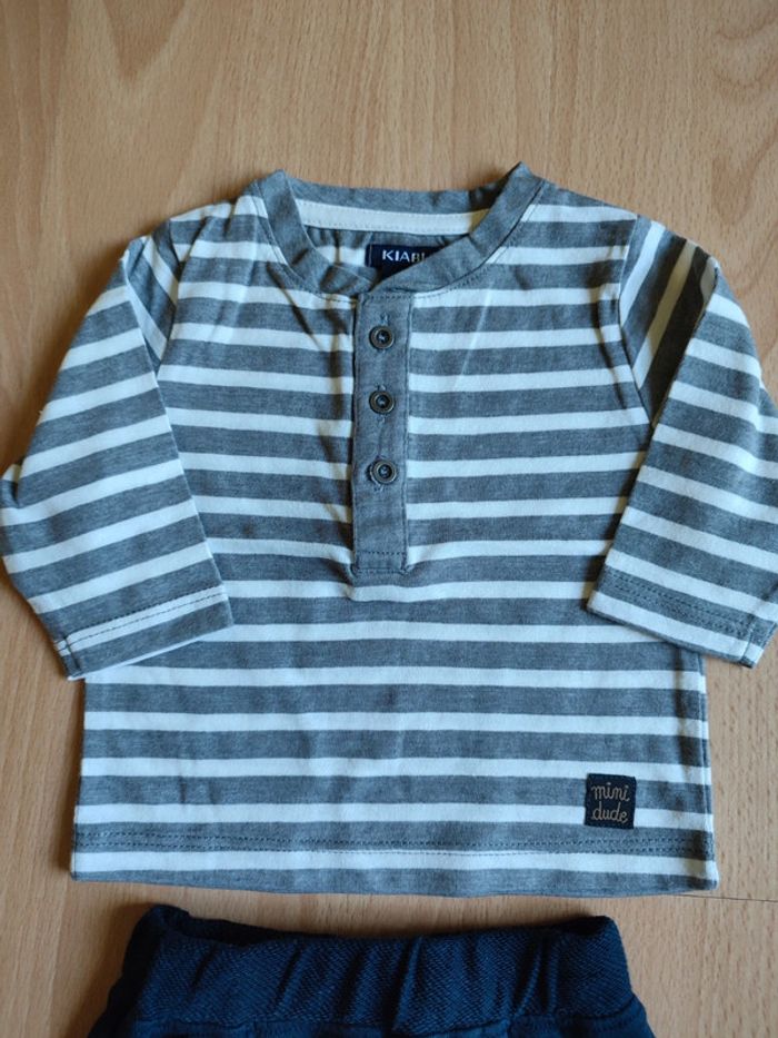 Lot tenue neuve pantalon + t-shirt manches longues col tunisien Kiabi en 1M - photo numéro 5