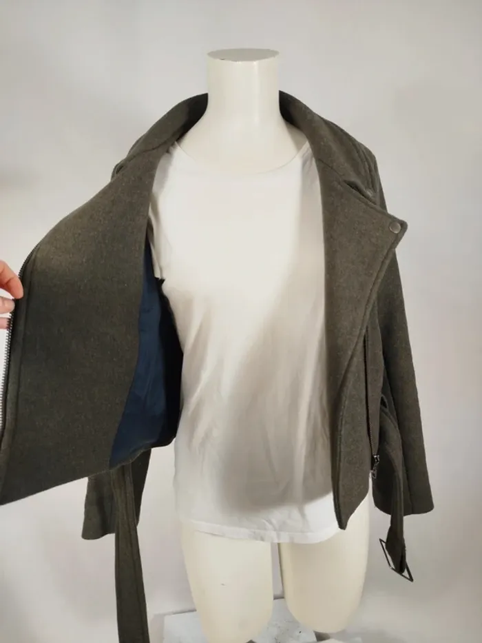 Veste en laine kaki chiné - American Vintage A258 - photo numéro 5