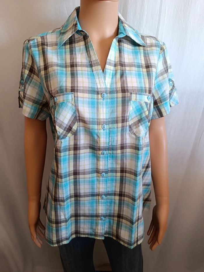 Chemisette / Chemise à manches courtes à carreaux T. 40 Canda 💮 65% Polyester 35% Coton - photo numéro 2