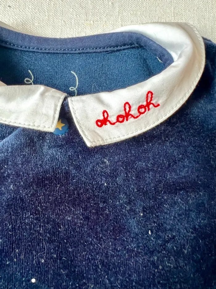 Pyjama de Noël Sergent Major – 3 mois 59 cm – velours bleu – très bon état - photo numéro 3
