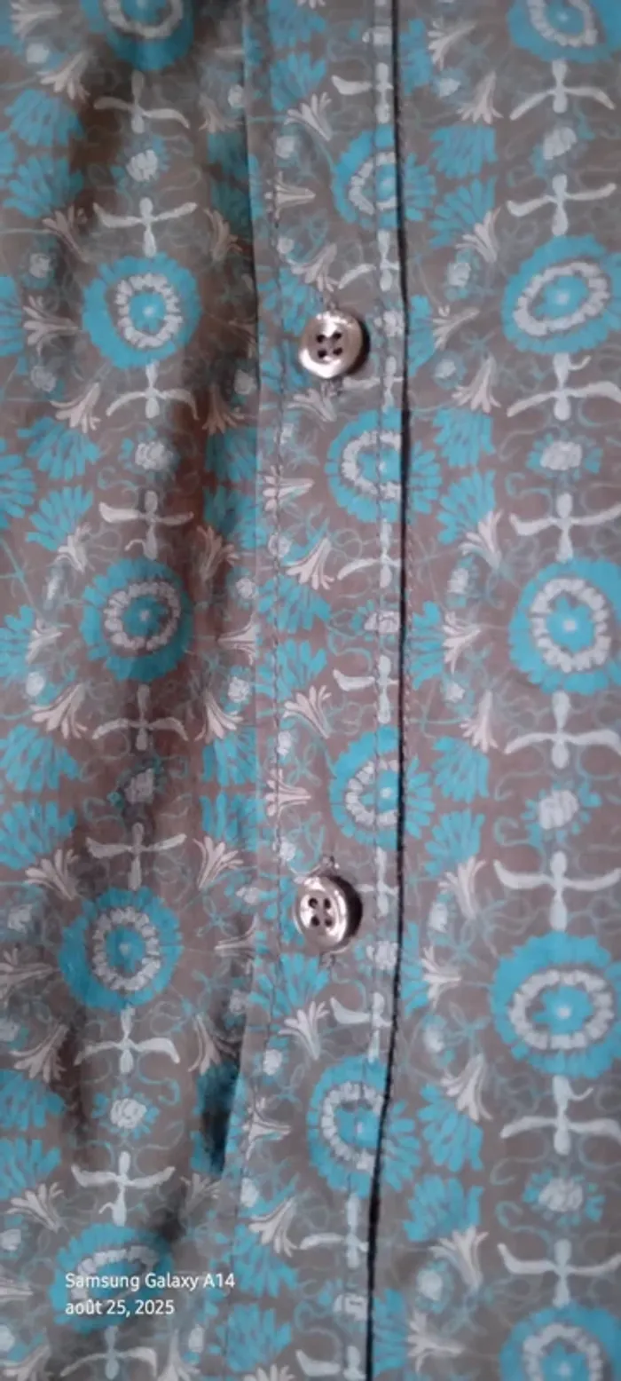 Chemise manches longues en coton longue motif floral bleu marron femme 42/44 esprit - photo numéro 14
