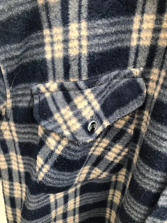 Lumberjack Flannel Plaid Polaire shirt chemise blue beige Mens XL / XXL - photo numéro 5