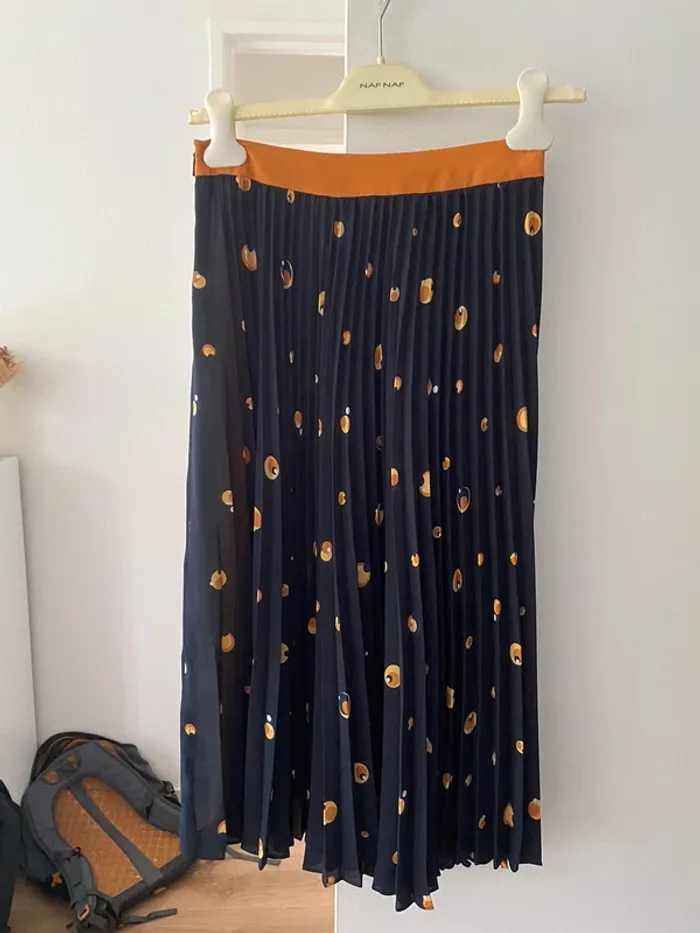 Jupe plissée marine à motif - Mango - photo numéro 2