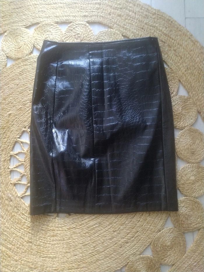 Jupe taille haute noire effet croco cuir Taille 38 Na-kd Neuf - photo numéro 2