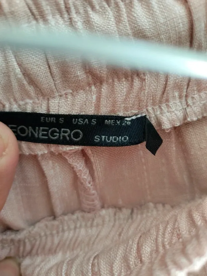 Pantalon beige rose tissé à élastique taille s - photo numéro 6