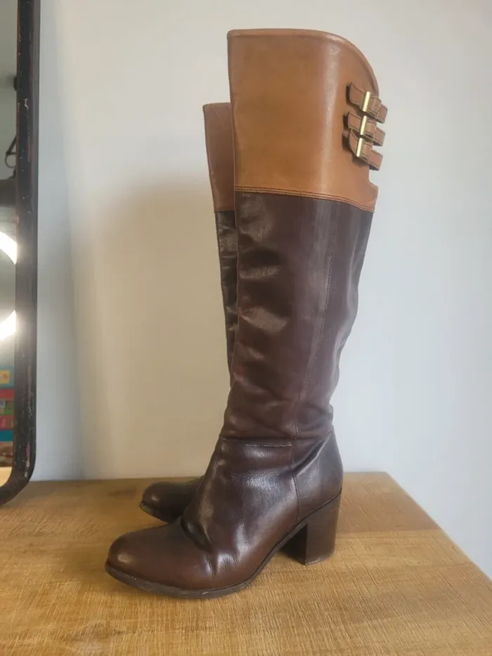 Botte bocage bien colore marron talon large