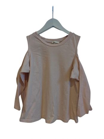 T-shirt manches longues épaules ajourées rose fille 10 ans