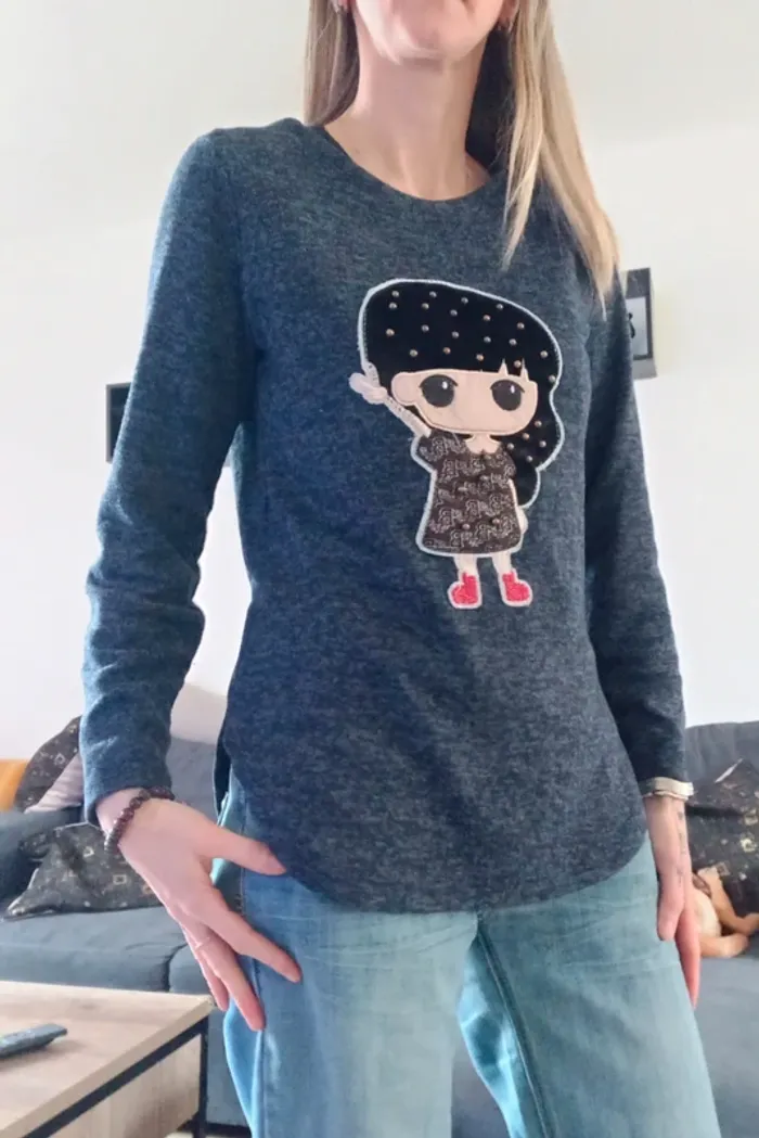Pull femme bleu T.M - photo numéro 2